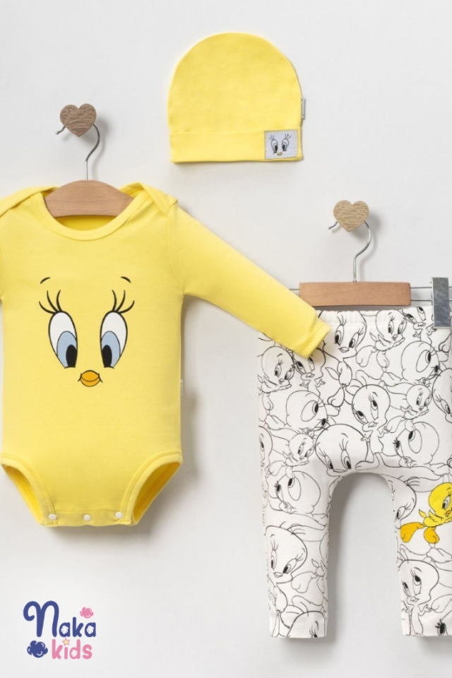 ''Bright Birdie''Kuş Desenli Bebek Giyim Seti