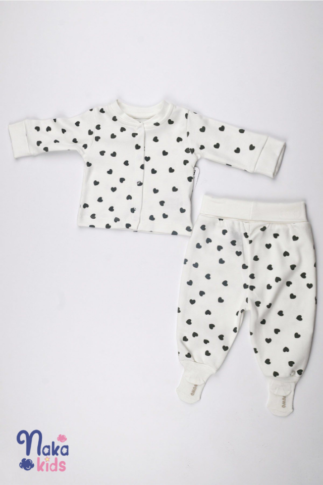 Kalp Desenli Pijama Takım