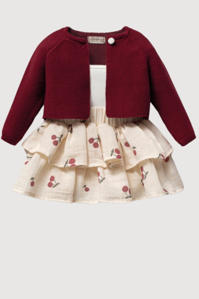 Cherry Belle Kiraz Desenli Kız Bebek 3 Parça Takım