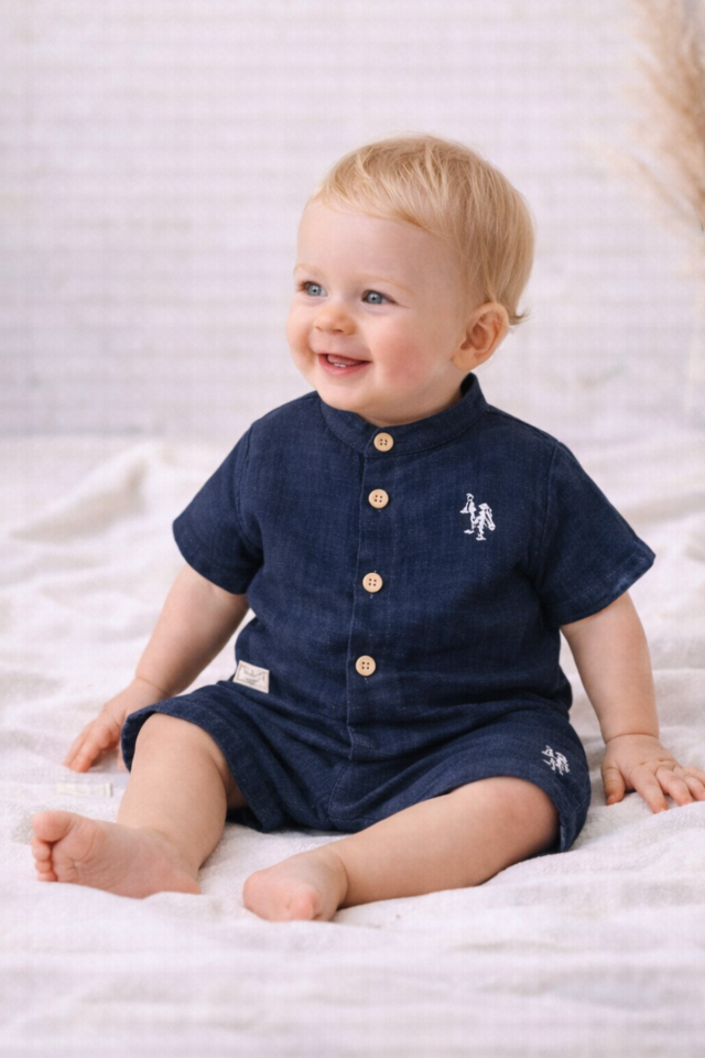 Müslin Rahatlığı Doğal Pamuk Müslin Erkek Bebek Takımı