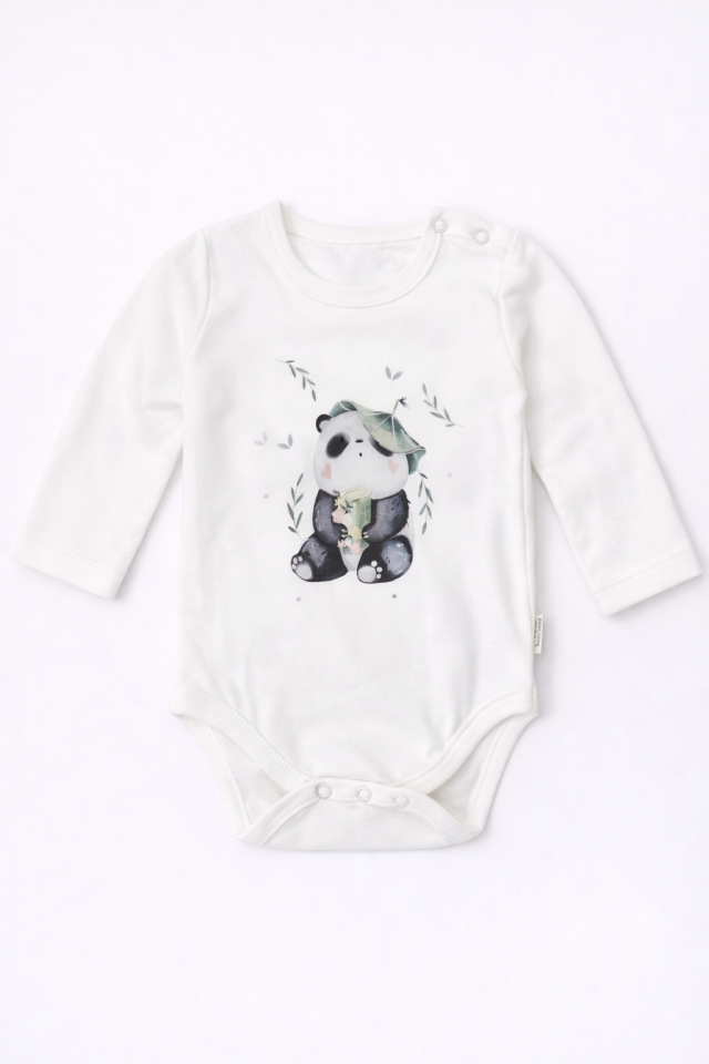 Yuvarlak Yaka Uzun Kollu Bebek Zıbın Body