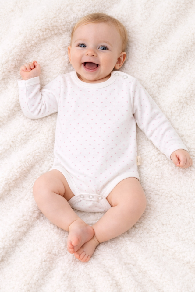 Yuvarlak Yaka Uzun Kollu Bebek Zıbın Body