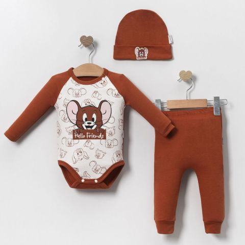 %100 Pamuk 'Cute Mouse' Takım ve Bere 9-12 ay
