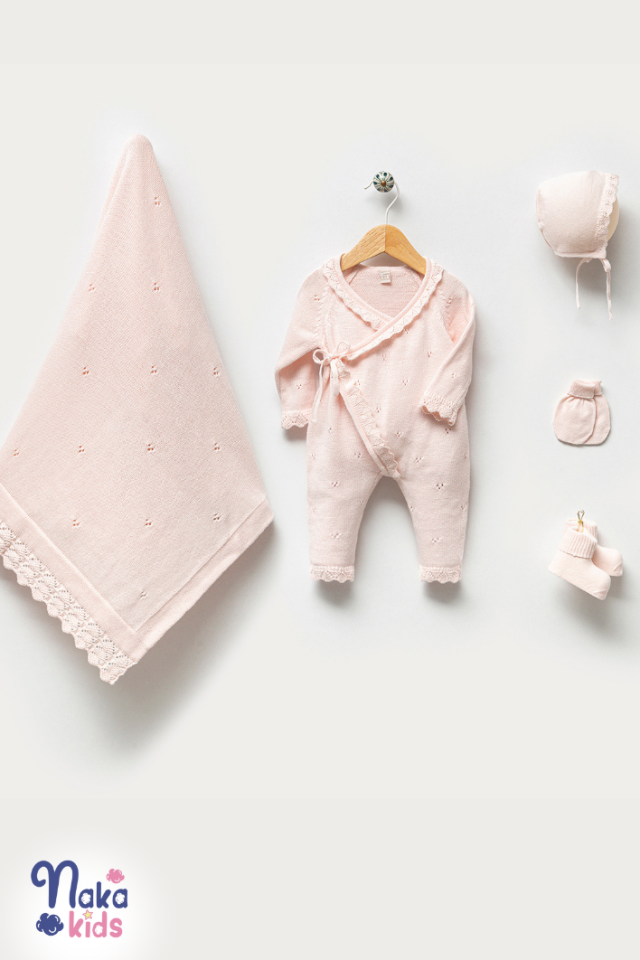 İlk Adım Elegans Kız Bebek Hastane Çıkış Seti Pembe