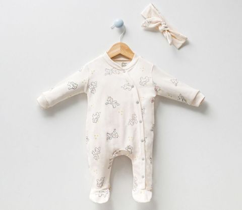 Unicorn Desenli %100 Pamuk Bebek Tulumu 0-3 ay