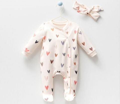 Kalpli Tulum ve Fiyonklu Saç Bandı Seti 3-6 ay