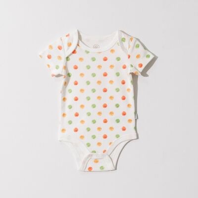 Noor Softline Organik Pamuk Kısa Kollu Desenli Amerikan Yaka Bebek Body- Zıbın 0-3 ay - renkli noktalar