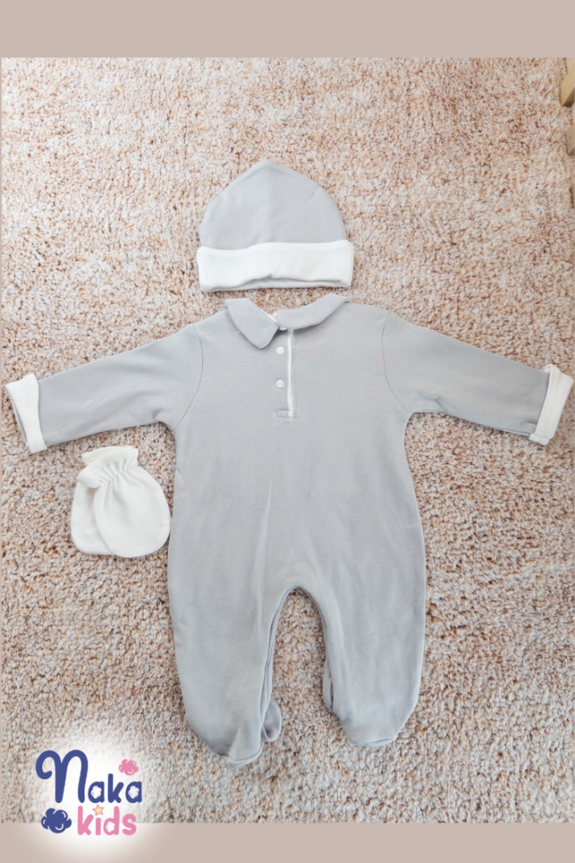 Asil Bebek Papyonlu Gri Tulum