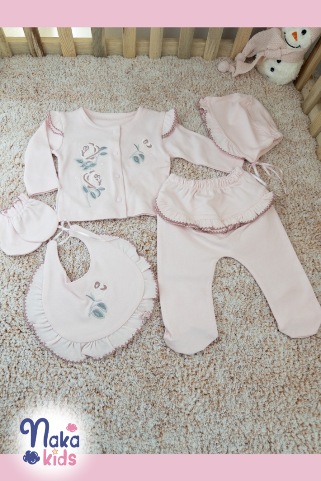 Fırfırella 5 li Pijama Takımı- Pembe