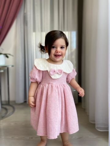 %100 Pamuk Papatya Yaka Kız Bebek Elbise 18 ay