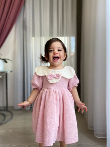 %100 Pamuk Papatya Yaka Kız Bebek Elbise 18 ay