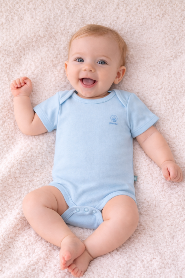 Noor Softline Organik Pamuk Kısa Kollu Düz Renk Amerikan Yaka Bebek Body- Zıbın