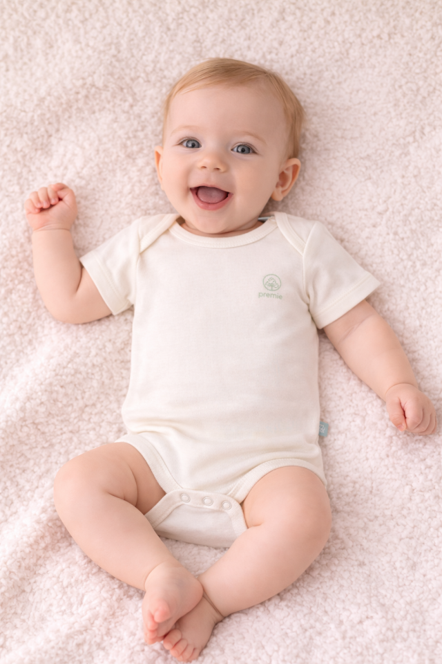 Noor Softline Organik Pamuk Kısa Kollu Düz Renk Amerikan Yaka Bebek Body- Zıbın