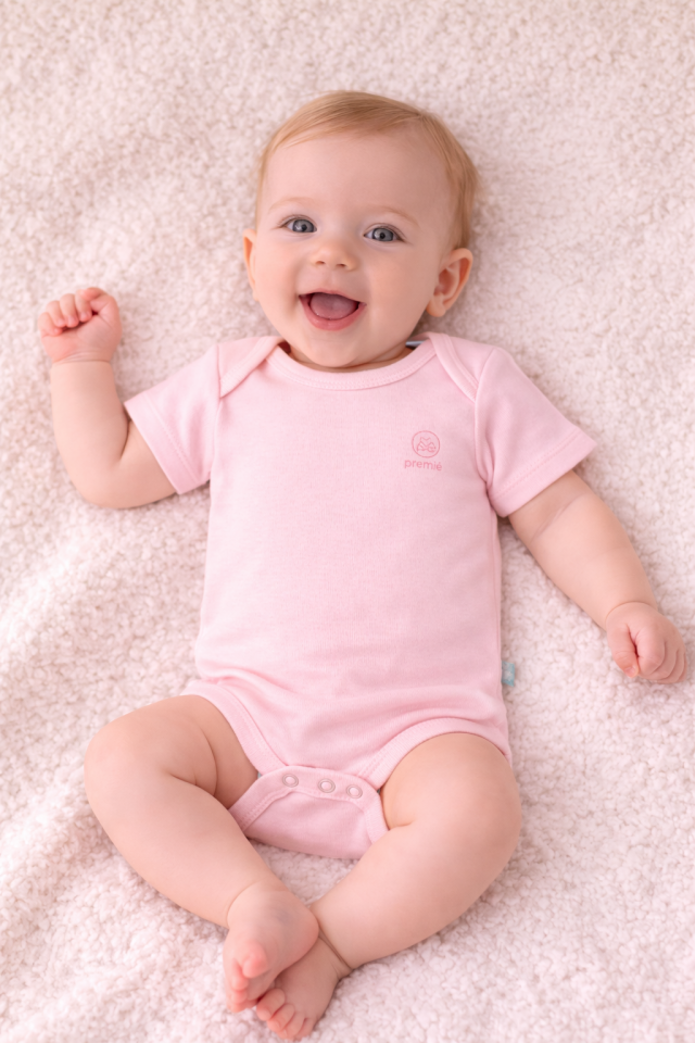 Noor Softline Organik Pamuk Kısa Kollu Düz Renk Amerikan Yaka Bebek Body- Zıbın