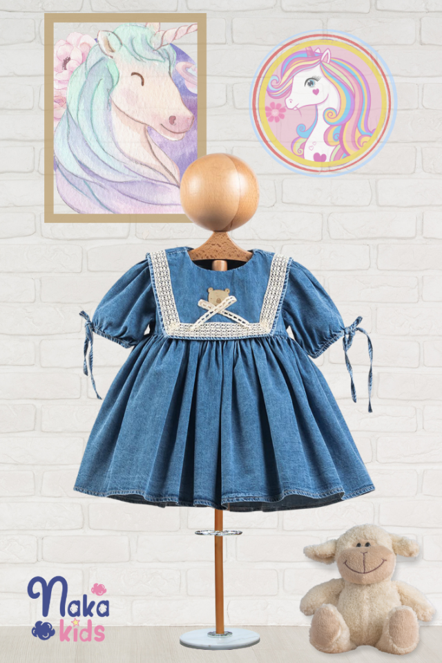 ''Denim Dream'' Kopanaki Yaka Kız Bebek Kot Elbisesi