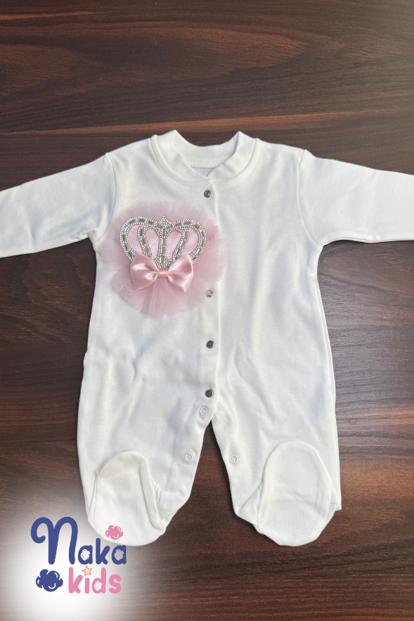 Prenses Tacı Kız Bebek 10 Parça Hastane Çıkış Seti- Pembe