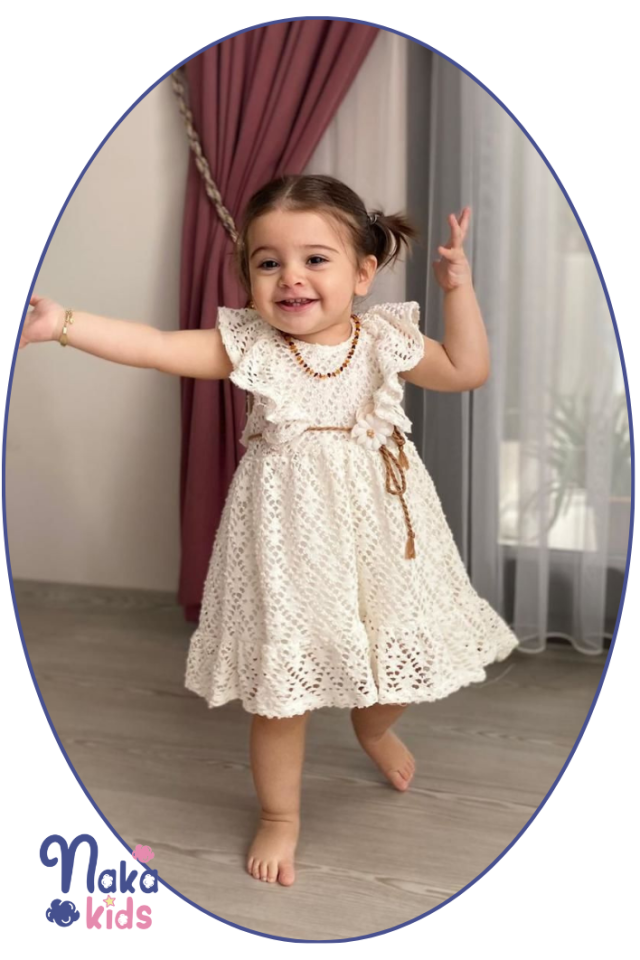 ''Blossom Beauty'' Çiçek Detaylı Kolsuz Kız Bebek Elbisesi