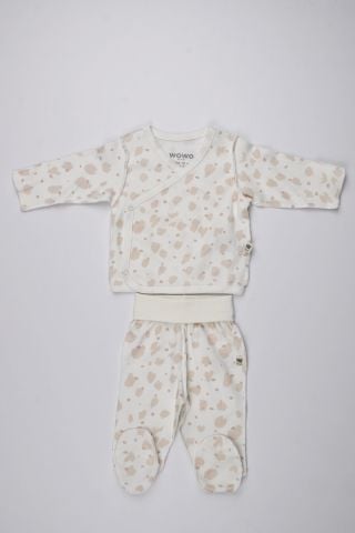 Krem Benekli Desenli 2 li Zıbın Takım 3-6 ay