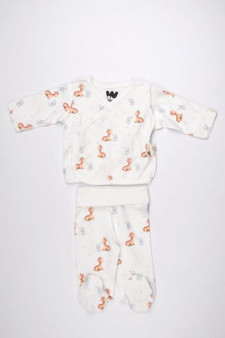 Fil Zürafa Desenli 2 li Zıbın Takım 3-6 ay