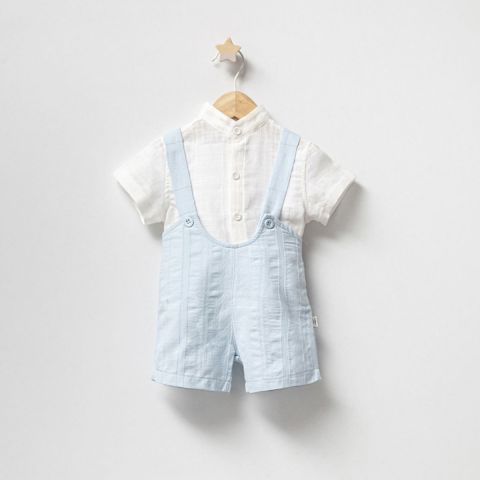 ''Little Gentleman'' Kısa Kollu Gömlek ve Tulum İkili Takımı 9-12 ay