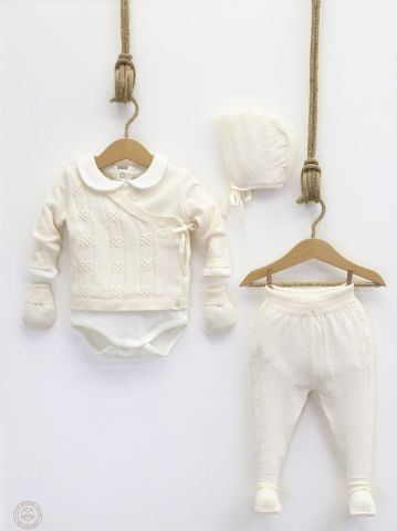 Düğüm Desenli 5 li Bebek Takım 0-1 ay