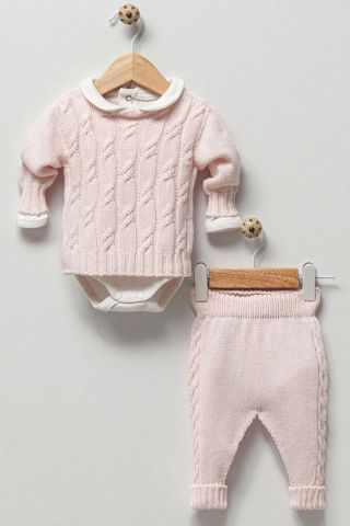 Saç Örgü Desenli 3lü Set 3-6 ay