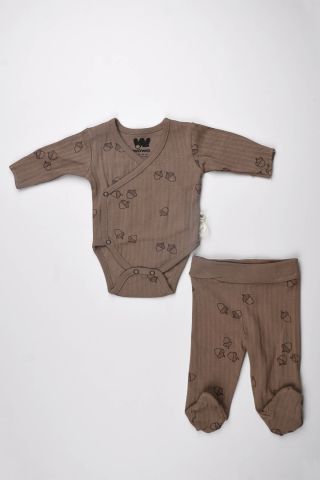 Meşe Palamudu 2 li Body Takım-Kahverengi 3-6 ay