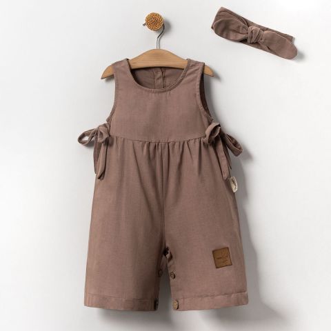 Yandan Bağlamalı Tulum- Saç Bandı 9-12 ay - gül kurusu