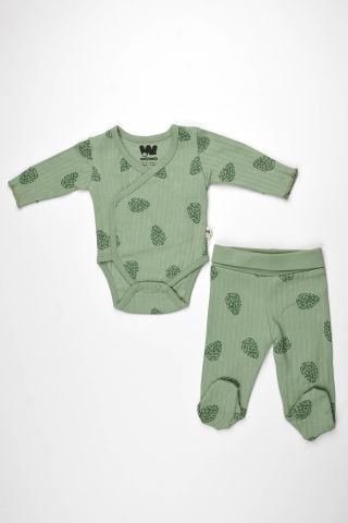 Yeşil Midye 2 li Body Takım-Yeşil 9-12 ay