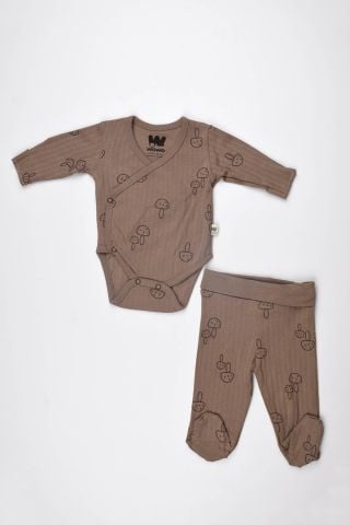 Mantar 2 li Body Takım-Kahverengi 6-9 ay