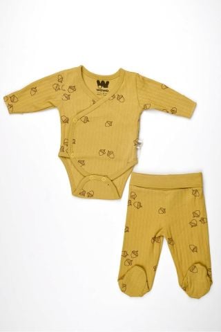 Meşe Palamudu 2 li Body Takım-Hardal 9-12 ay