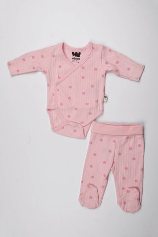 Pembe Puanlı 2 li Body Takım 6-9 ay