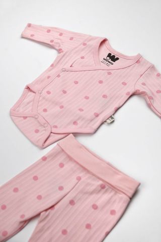Pembe Puanlı 2 li Body Takım 9-12 ay