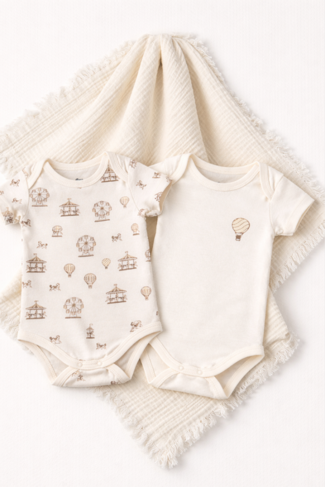 Minimal Premium Newborn Hastane Çıkış Seti- 2 Zıbın ve Müslin Battaniye