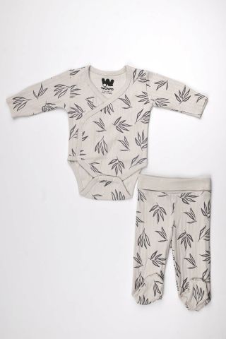 Yapraklı 2 li Body Takım-Gri 6-9 ay