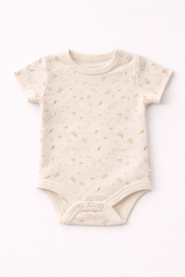 Yuvarlak Yaka Kısa Kollu Çıtçıtlı Desenli Zıbın-Body