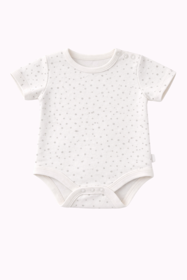 Yuvarlak Yaka Kısa Kollu Çıtçıtlı Desenli Zıbın-Body