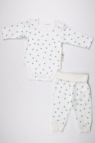 Puanlı 2 li Body Takım- Turkuaz 3-6 ay