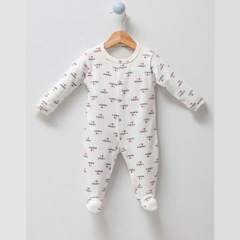 I Love Mummy and Daddy'' Yazılı Unisex Bebek Tulumu 0-3 ay