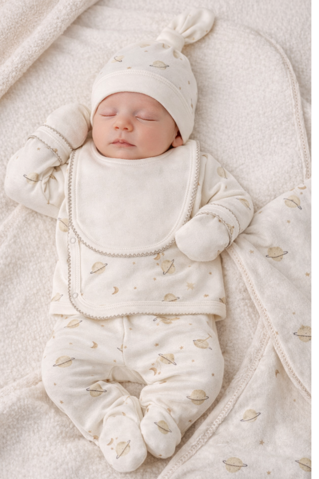 Uzay Keşfi 6 Parça Organik Pamuk Hastane Çıkış Seti