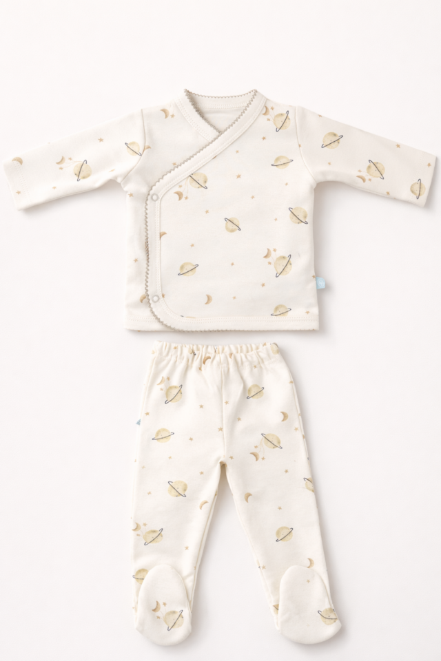 Uzay Keşfi 6 Parça Organik Pamuk Hastane Çıkış Seti