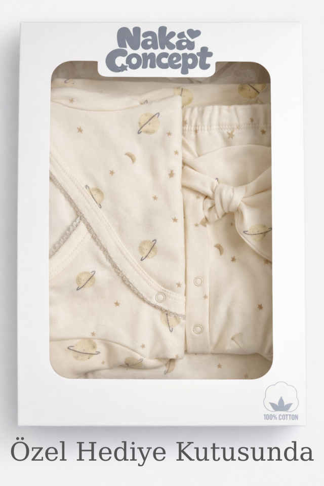 Uzay Keşfi 6 Parça Organik Pamuk Hastane Çıkış Seti