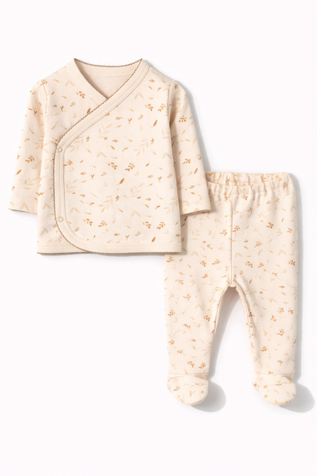 Yaprak Esintisi Organik Pamuk Kız Bebek Hastane Çıkış Seti- 6 Parça