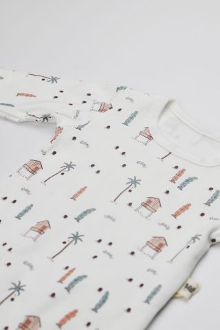 Palmiye Desenli 2 li Body Takım 9-12 ay