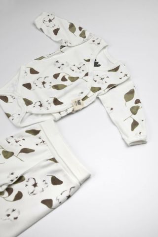 Pamuk Kozası Desenli 2 li Body Takım 0-3 ay