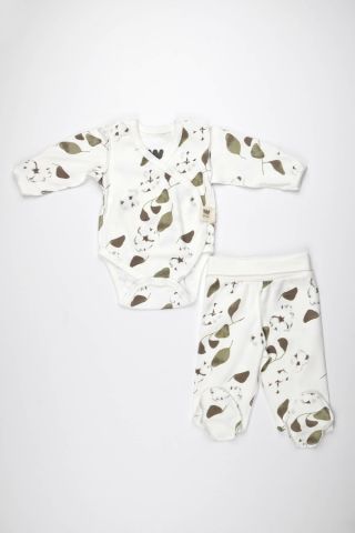 Pamuk Kozası Desenli 2 li Body Takım 3-6 ay