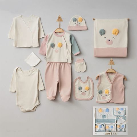 Sevimli Ayıcıklı Temalı 10 Parça Bebek Hastane Çıkış Seti Yeşil