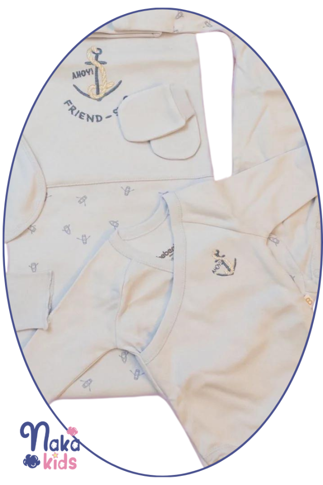 Nautical Nestling %100 Pamuk 10 Parça Bebek Hastane Çıkış Seti