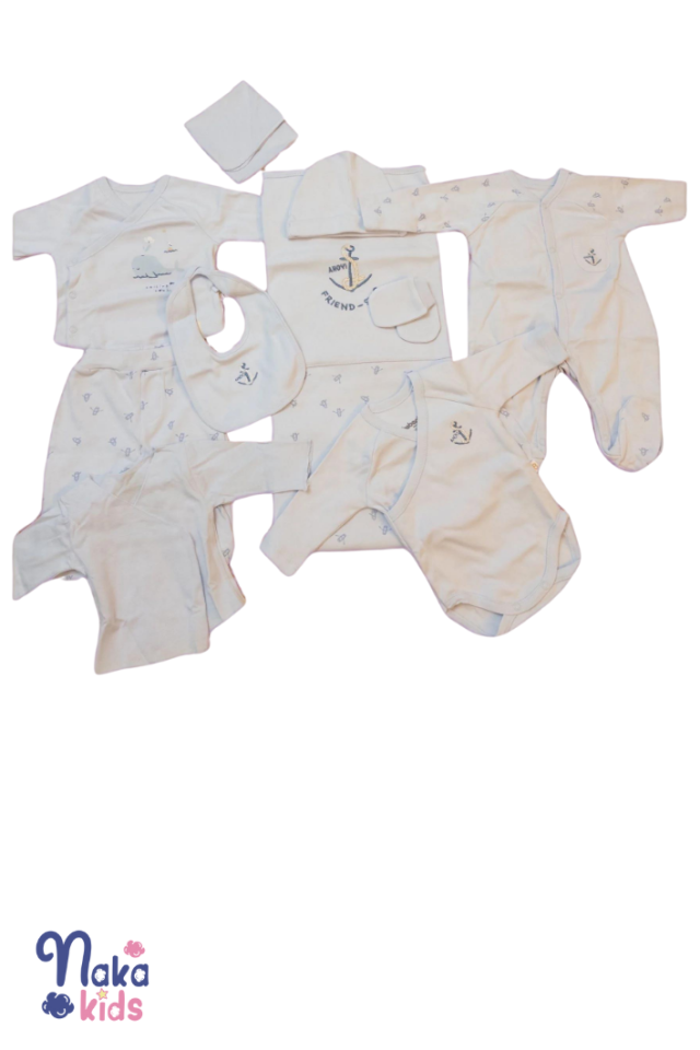 Nautical Nestling %100 Pamuk 10 Parça Bebek Hastane Çıkış Seti