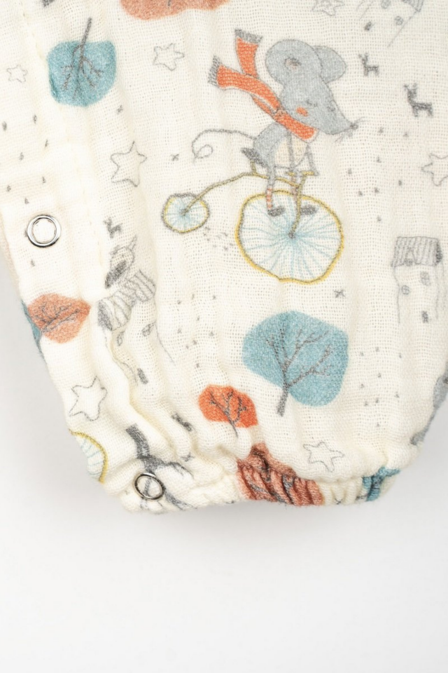 %100 Pamuk Müslin Tulum - Desenli 0-12 Ay